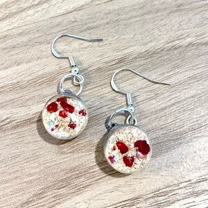 7. Antigua beach sand and bamboo coral Dangle Earrings